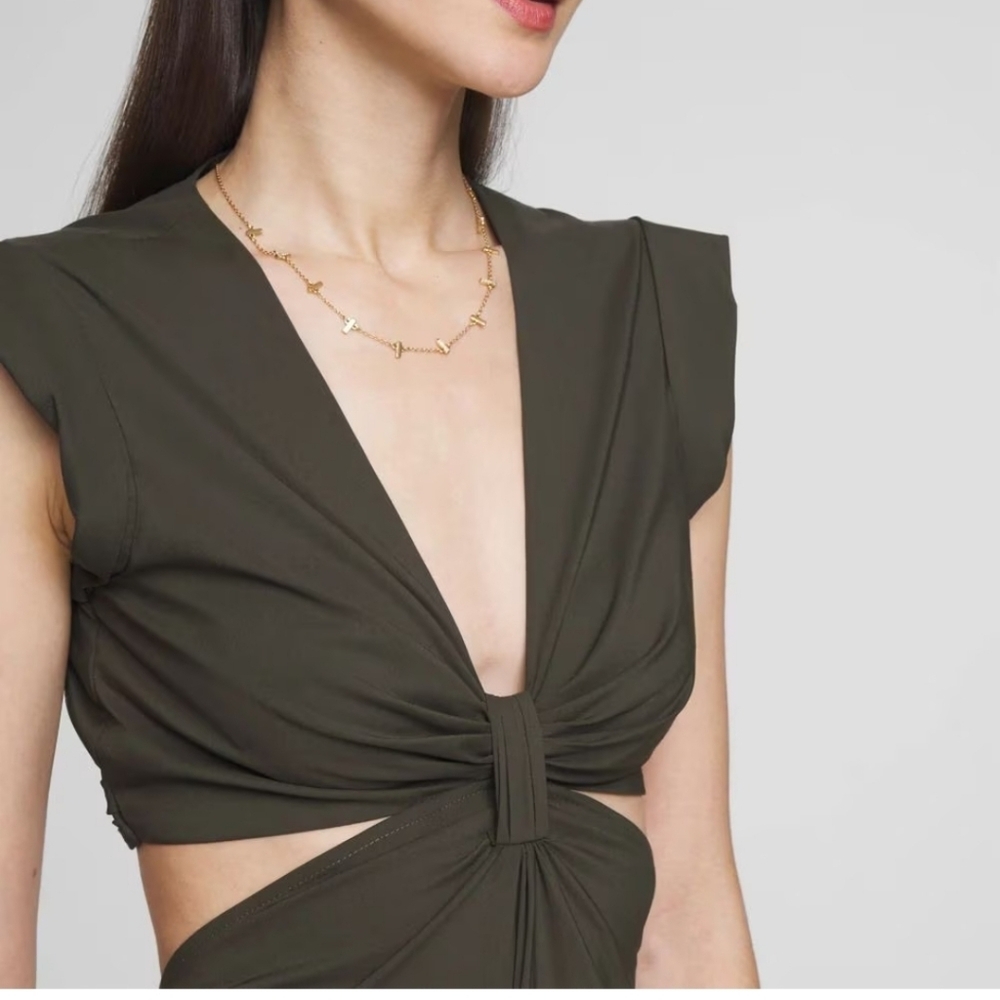 NWT WHBM V-NECKLINE CUTOUT MIDI DRESS - Picture 4 of 4